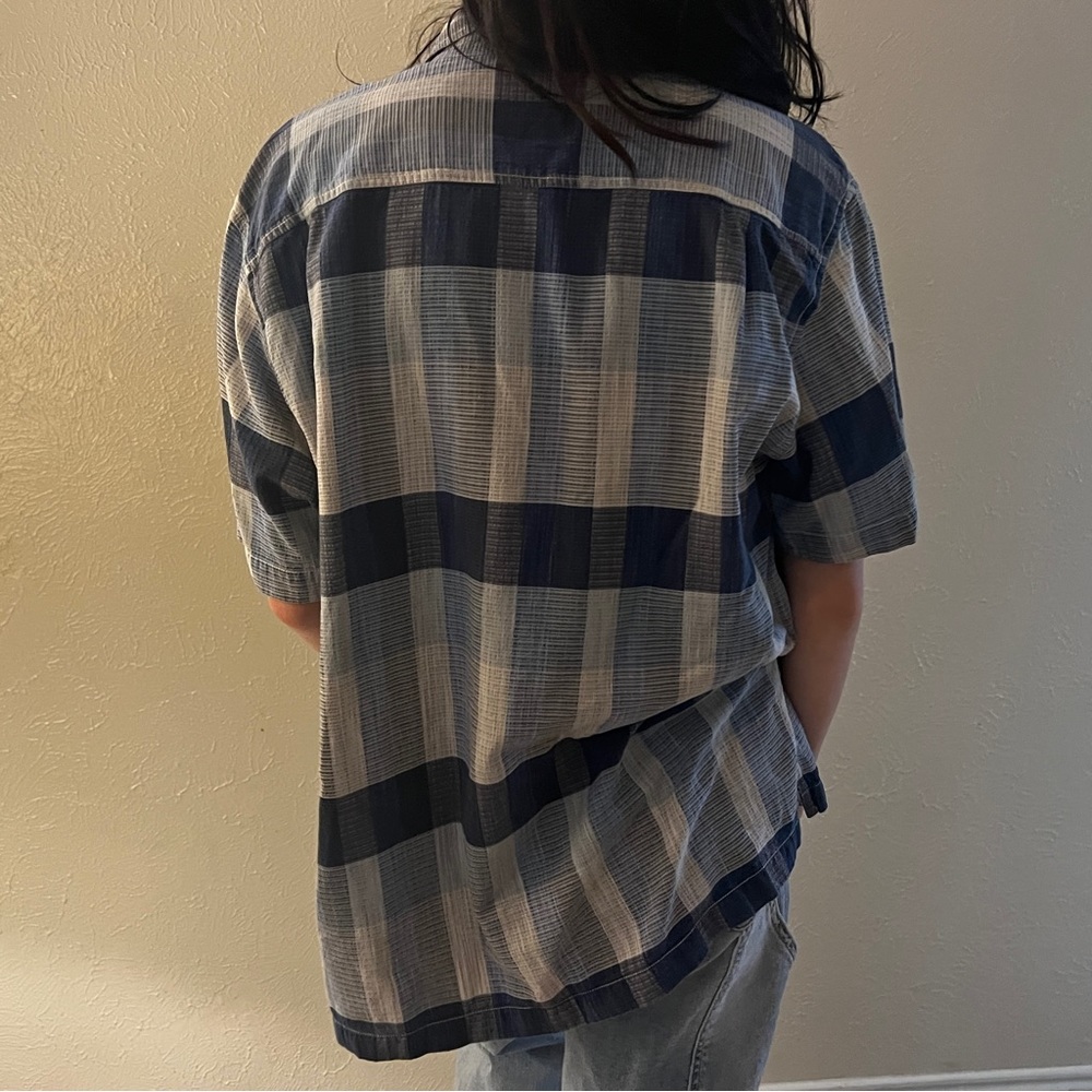 plaid blue button down - Picture 2 of 4